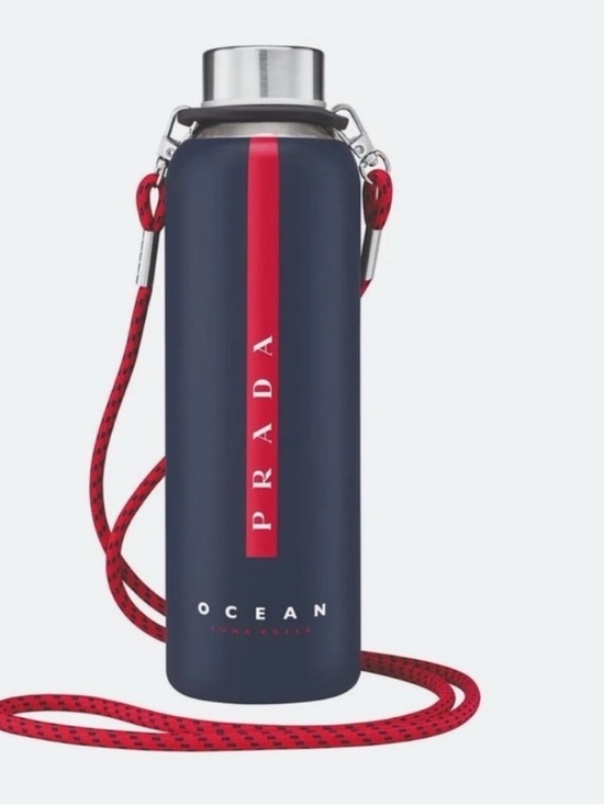 Prada Other - Prada Blue Bottle with Red Strap and Center Stripe